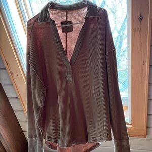 Aerie camel colored Waffle Knit shirt